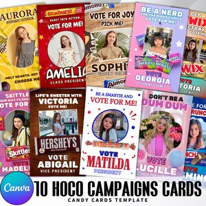 10 Heimkehr Candy Karte, Candy karten tags, Heimkehr Kampagne Candy Tags, Schülerbeirat, Hoco, Vote für mich, canva Vorlage, digitaler Download