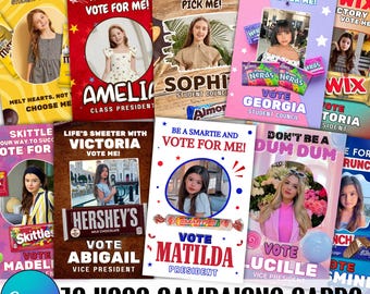 10 Homecoming Candy Card, Candy cards tags,homecoming campaign Candy Tags, student council, Hoco,Vote for me,canva template,digital download