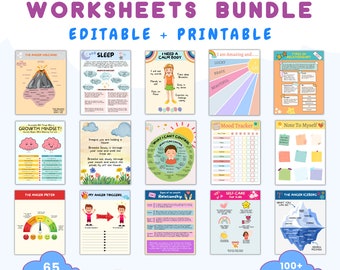 Kids Therapy Bundle, Life Skills, Emotional Resiliency Therapy Resources, Self Esteem for Kids,worksheets for Kids, Self-Care Therapy Bundle