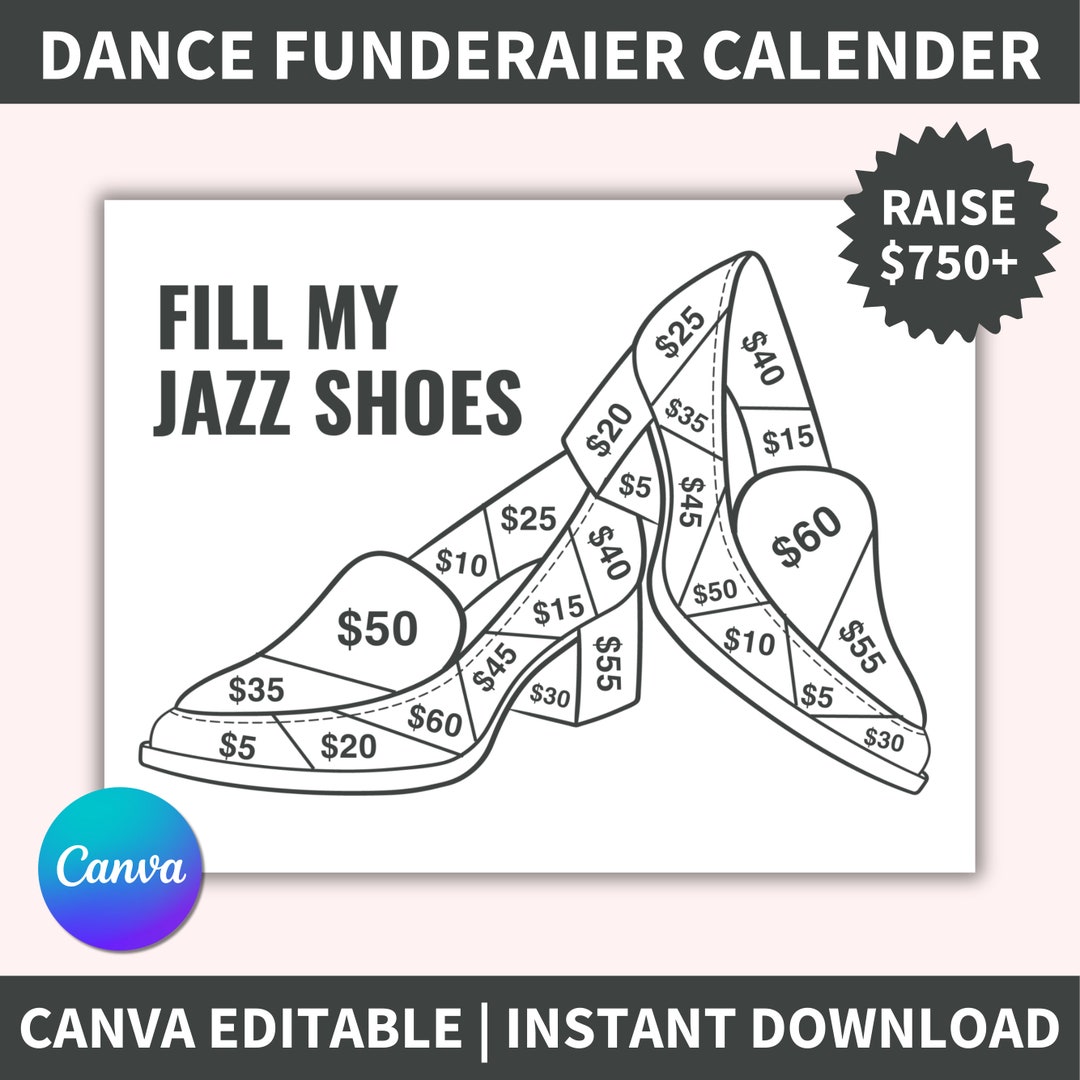 Dance Fundraising Calendar, Fill My Jazz Shoes Dance Calendar