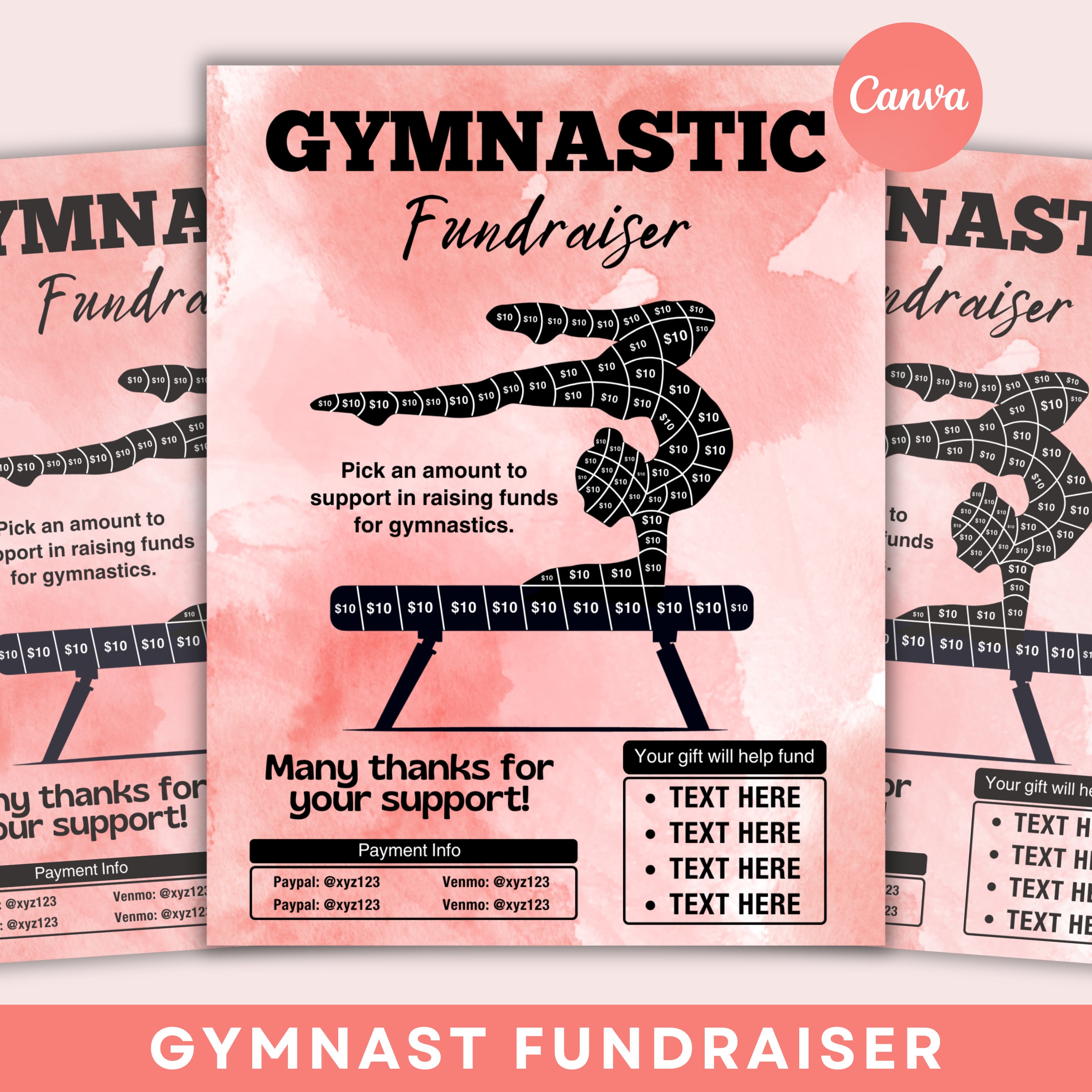 Editable Gymnastic Fundraiser Canva Template, Pick A Date To Donate My Gymnastics Team Fundraiser, Fill my Gynmastic Dance Fundraiser