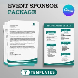 Editable Non Profit Event Sponsorship Package, Fundraising package event flyer Template, Sponsor levels, Canva template, Instant Download
