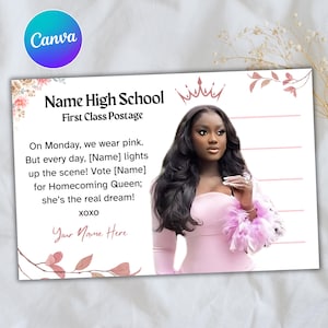 Modelo de cartão postal digital de boas-vindas CANVA, cartão de boas-vindas faça você mesmo, vote em mim, cartão de campanha, Hoco, Dont Blow it, baile de formatura, boas-vindas, canva