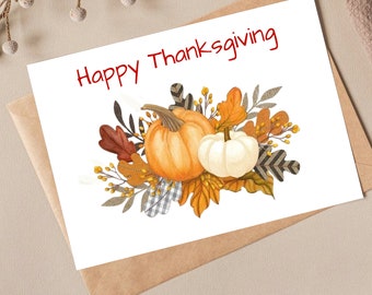 Kartka z okazji Święta Dziękczynienia, Szablony do druku na Święto Dziękczynienia, Kreatywna kartka z okazji Święta Dziękczynienia, Kartka z jesiennymi liśćmi i dynią, Kartka z życzeniami świątecznymi