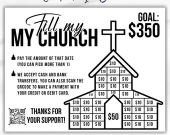 Church Fundraising Calendar, Pick a Date Donation Church Calendar Fundraiser Template US Letter Size Canva Template Digital Download