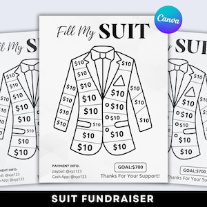 Fill My Suit Fundraiser, Color My Dress Fundraiser Template, Pay For your day Calendar Template,canva template, Instant Download