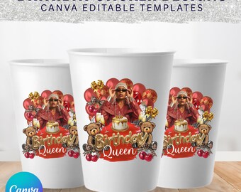 Cheetah Print Styrofoam Cup Sticker, Birthday Sticker, Shot Glass, All Zodiac Signs, T-Shirt Design, Canva Template