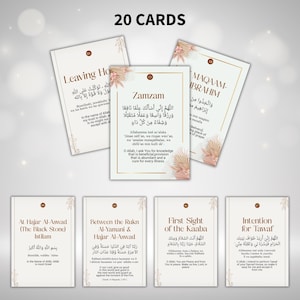 20 kart Umrah Dua do druku, fiszki Umrah, karty podarunkowe Umrah Mubarak, karty modlitewne, islamskie Dua, karty przypomnienia Dua do druku PDF