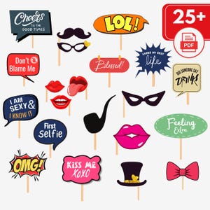360 Photo Booth Props, Printable Party Photo Booth Props, Funny Photo Props, Adult Party Props, Party Decorations Props, Instant Download