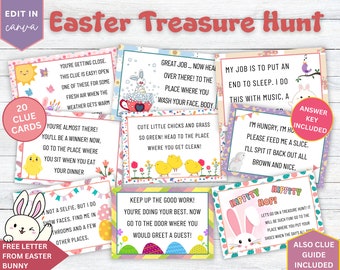Easter Scavenger Hunt, Indoor Scavenger Hunt, Treasure Hunt Clues, Easter Party Game for Kids, Easter Printable Game