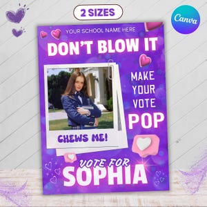 Editable Homecoming Poster, Homecoming Vote For Me Poster, Homecoming Campaign Poster, Homecoming Queen Poster, Class President Poster Canva