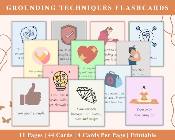 Grounding Techniques DBT Flash Cards Therapy Tools CBT - Etsy Australia