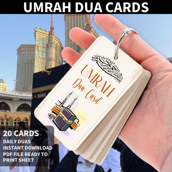 20 Umrah Dua Cards Printable, Umrah Flashcards, Umrah Mubarak Gift Cards, Prayer Cards, Islamic Dua, Dua Reminder Cards Printable PDF