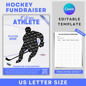 Editable Hockey Fundraiser Template, Hockey Fundraiser Calendar, Hockey Team Fundraiser Us Letter Size Canva Template Instant Download