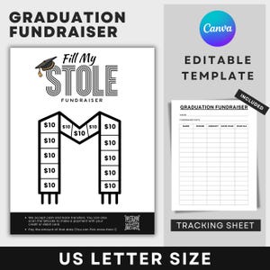 Graduation Fundraiser Template, Fill My Graduation Stole Fundraiser,Fill My Fundraiser for Senior Graduation Party,Graduate Stole Fundraiser