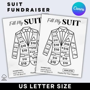 Fill My Suit Fundraiser, Color My Dress Fundraiser Template, Pay For your day Calendar Template,canva template, Instant Download