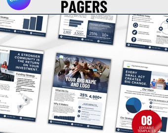 One Pager Nonprofit Canva Templates, Editable Impact Report, Corporate One Page Template, Infographics For Non Profit, Canva Template