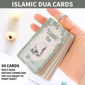 Cartes Flash Dua islamiques, 50 cartes Flash Coran Dua imprimables, cadeau Ramadan Eid, cadeau islamique, translittération arabe anglais téléchargement immédiat