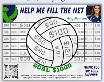 Volleyball Fundraiser, Pick a Date to Donate Volleyball, Volleyball Calendar Fundraiser, Volleyball Donation Canva Template Instant Download