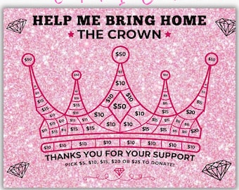 Pageant Fundraiser, Crown Fundraiser Template, Pick a Date To Donate, Pageant Calendar Fundraiser, Fill My Crown, Canva Template