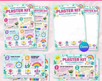 Printable Plaster Paint Kit Instructions Card, Paint Your Own Plaster Insert Card, Plaster Paint Kit Instructions, Party Favor Insert