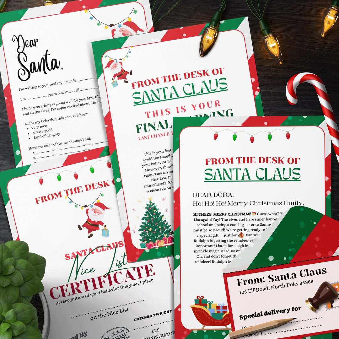 Instant Download Editable Letter From Santa, Nice List Certificate and Matching Envelope ...
