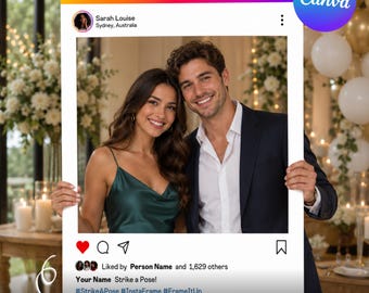 Instagram Frame Canva Template, Instagram Frame For Photo booth, Blogger, Wedding, Instaframe, Selfie Frame, Photo Prop Frame Template