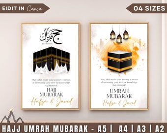 Bearbeitbarer Umrah Mubarak Druck | Umrah Geschenk | Digitaldruck | Islamisches Poster | Hajj Mubarak Druck | Druck Digital Eid Dekoration