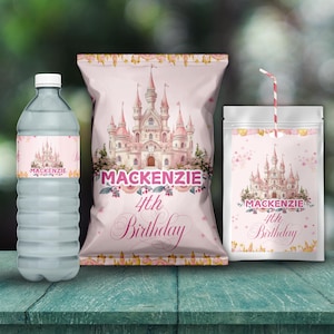 Printable Party Favor Bundle, Water bottle labels, Chip Bags Labels, Capri Sun Label, Birthday Party Favor, Canva Template