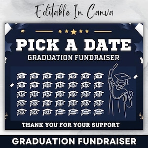 Graduation Fundraiser Calendar Template, Fill My Graduation Calendar  Fundraiser, Fill My Fundraiser for Senior Graduation Party Calendar