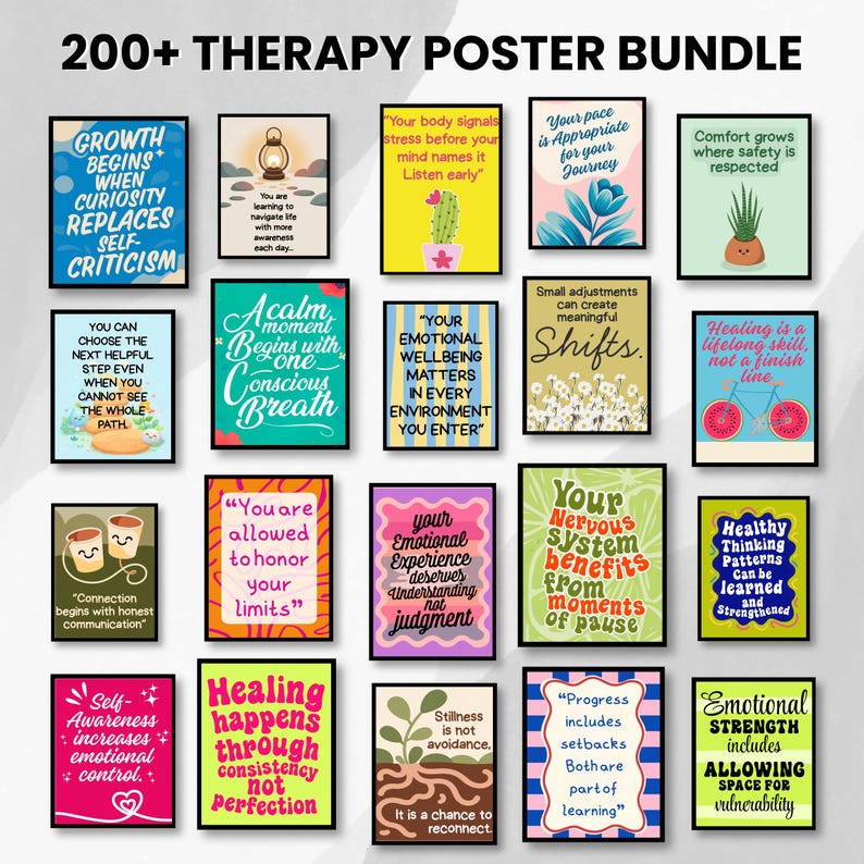 Mental Health Bundle, 200+ Wall Art Prints for Therapy Office Decor ...