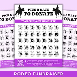 Rodeo fundraiser canva Editable Template, Horse riding match Fundraiser, Pay for your day fundraiser calendar, Pay the Date Rodeo Fundraiser
