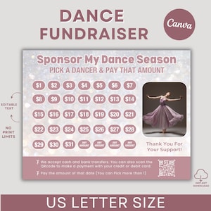 Dancer Fundraising Calendar, Editable Hip Hop Fill My Dancer Fundraiser Template Dance Fundraiser 8.5x11 in Canva Template Instant Download