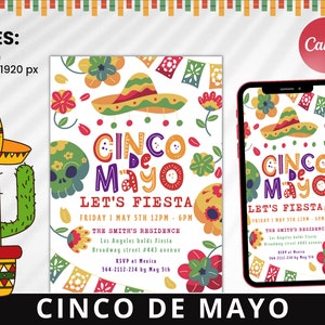 Cinco De Mayo Invite, fiesta invite, cinco de mayo fiesta,  Party Invitation template, Instant Download