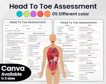 Skin Assessment, Head To Toe Assessment, Nursing Template, Nursing Notes, Head to Toe Assessment Nursing Template, Nursing Guide