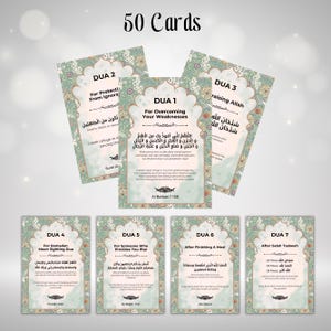 Cartes Flash Dua islamiques, 50 cartes Flash Coran Dua imprimables, cadeau Ramadan Eid, cadeau islamique, translittération arabe anglais téléchargement immédiat