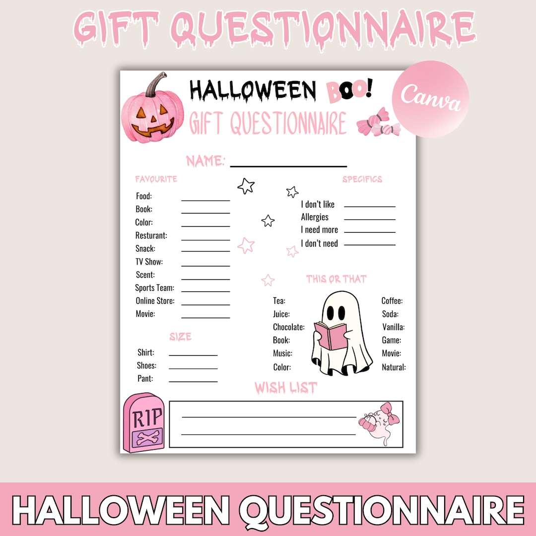 Editable Halloween Gift Exchange Questionnaire, Printable Youve Been