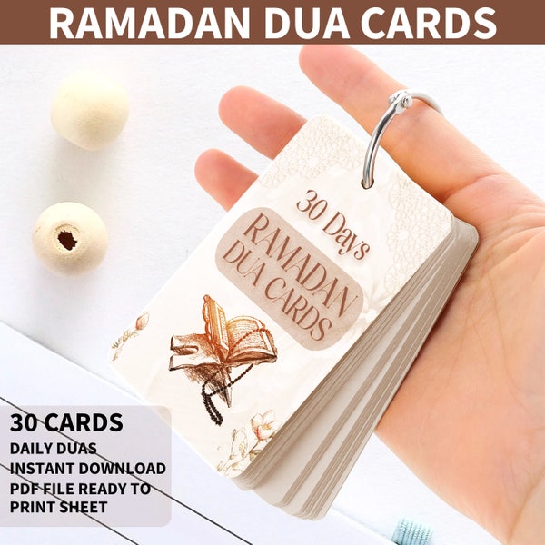 30 Tarjetas Ramadán Dua 30 Días Dua Ramadán Imprimible 30 Días Ramadán Decoración Dua Flashcard Tarjeta Flash Dua Islámica Imprimible Tarjeta de Oración de Ramadán