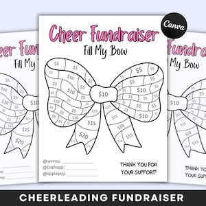 Fill My Bow Fundraiser, Cheer Fundraiser, Cheer Fundraising, Cheer Team, Cheerleading Bow Fundraiser, Cheer Template, Cheer Bow, Canva
