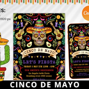 Cinco De Mayo Invite, fiesta invite, cinco de mayo fiesta,  Party Invitation template, Instant Download