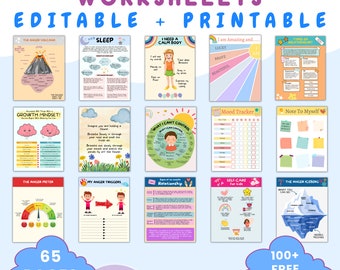 Kids Therapy Bundle, Self-Esteem Worksheets, Child Learning, Emotional Therapy, Anxiety Techniques, Coping Skills for Kids, Digital Download