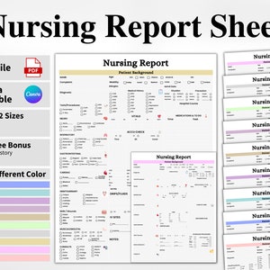 Printable Nursing Report Sheet, Nurse Brain Sheet, Single Patient Reporting Template, ICU Nurses resources, Med Surg, A4 and US Letter