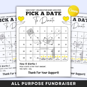 All Purpose Fundraiser Calendar, Pick A Date to Donate Fundraiser