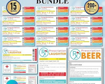 Prescription Label Template, Editable Horizontal RX Bottle Label Template, Pill Bottle Labels Bundle, Prescription Bottle Label