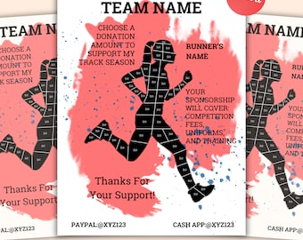 Editable Track Fundraiser, Track Fundraising Flyer pick a date Donation Track & field cash calendar fundraiser template Instant download