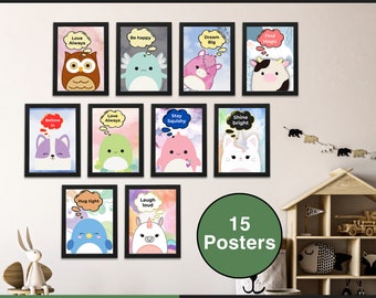 Squishmallows Art Print Set Printable, SquishMallows Quotes Motivational Poster, Squishmallows Affirmations Art Print, Squishmallow Wall Art