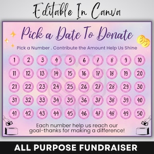Calendario multiuso per raccolta fondi, scegli una data per donare, calendario per raccolta fondi, calendario per raccolta fondi, modello per raccolta fondi, volantino per raccolta fondi, Canva
