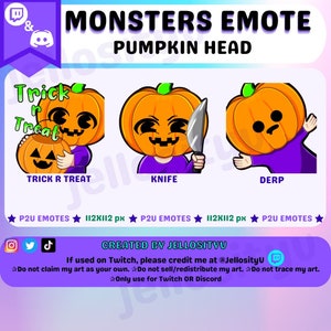 Monsters Emotes | Pumpkin-Head | P2U Pack One | TWITCH & DISCORD