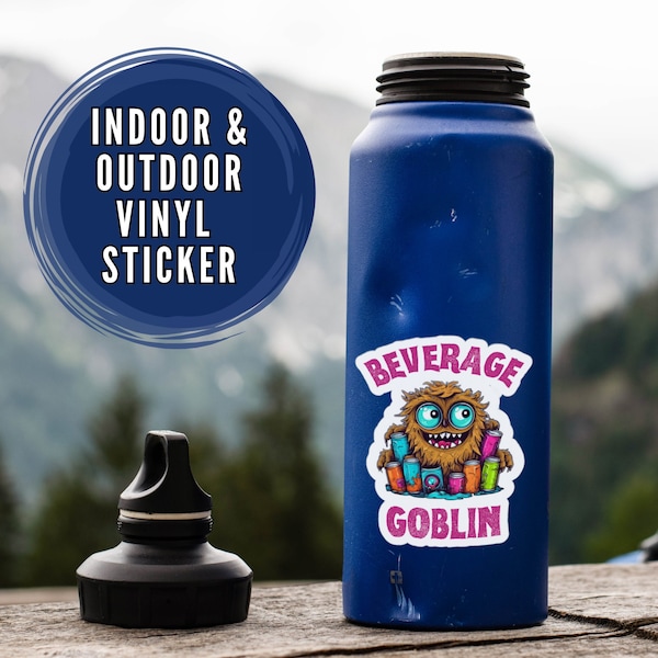 Beverage Goblin Sticker, Cute Monster Sticker, Trending Designs