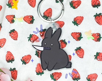 Knife Bunny Keychain | Kawaii Acrylic Keychain | Adorable Goth Bunny Accessory | Cute Gift | Chloe Colors